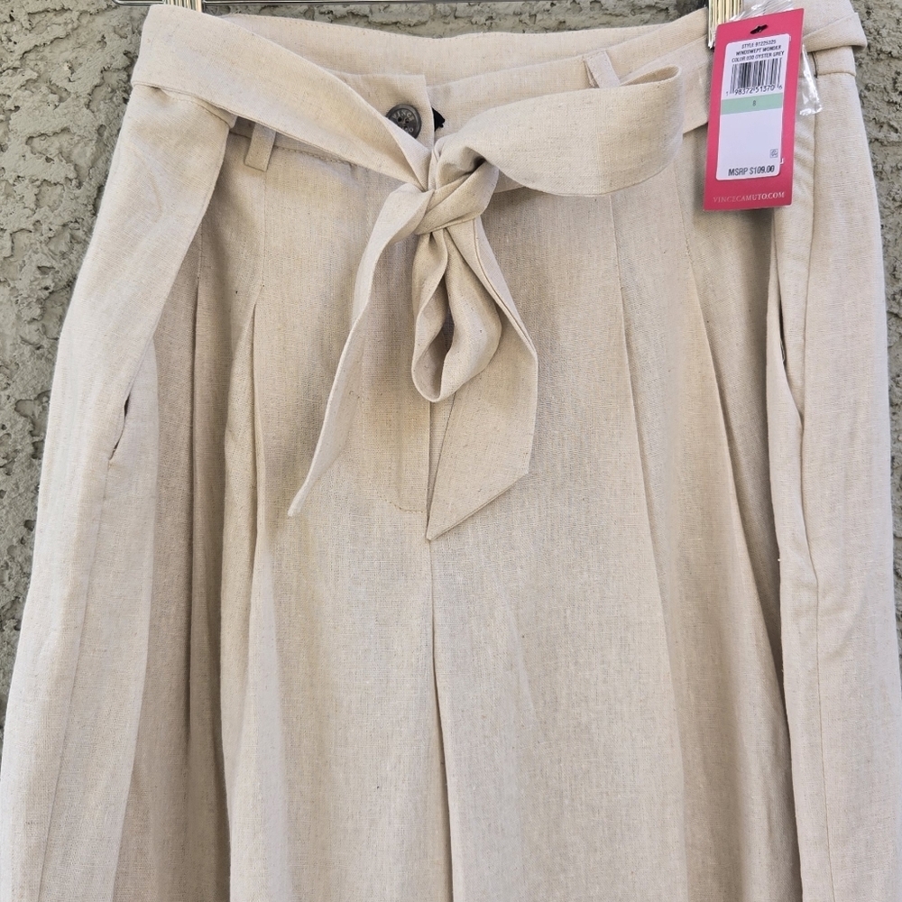 Vince Camuto Windswept Wonder Linen Pants Oyster Grey - Picture 2 of 7